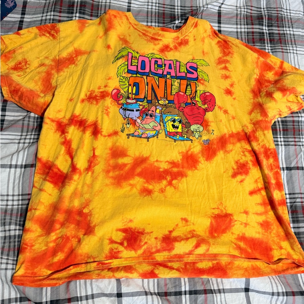 SpongeBob SquarePants Kids Yellow and Orange Tie-Dye Tee
